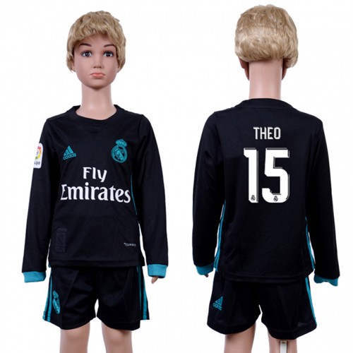 Real Madrid #15 Theo Away Long Sleeves Kid Soccer Club Jersey